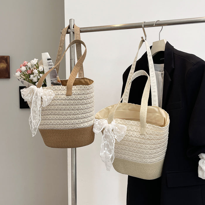 Wholesale Trendy Summer Woven Tote Bag Beach Vacation Everyday Fashion Accessory