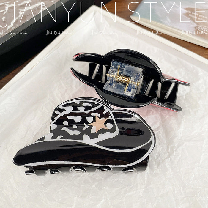 Wholesale Western Style Cowboy Hat Clip Retro Imitation Acetate Elegant Fashion Temperament Hair Accessory High-End Headwear