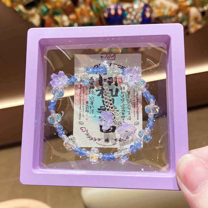 Wholesale Pink Flower Imitation Crystal Bracelet Stylish Gift Jewelry Accessory MOQ≥3