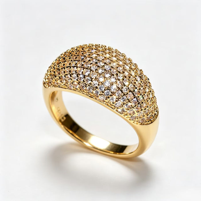 Wholesale Gold Plated Copper Zircon Starry Sky Ring Women S Fashion Jewelry Boutique Resale