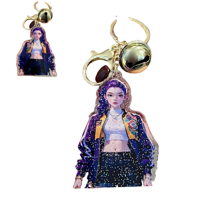 Wholesale 5 PCS KPOP Cute Cartoon Double-Sided Acrylic Keychains