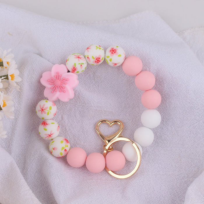 Wholesale Silicone Begonia  Jewelry Silicone Keychain Flower Bracelet