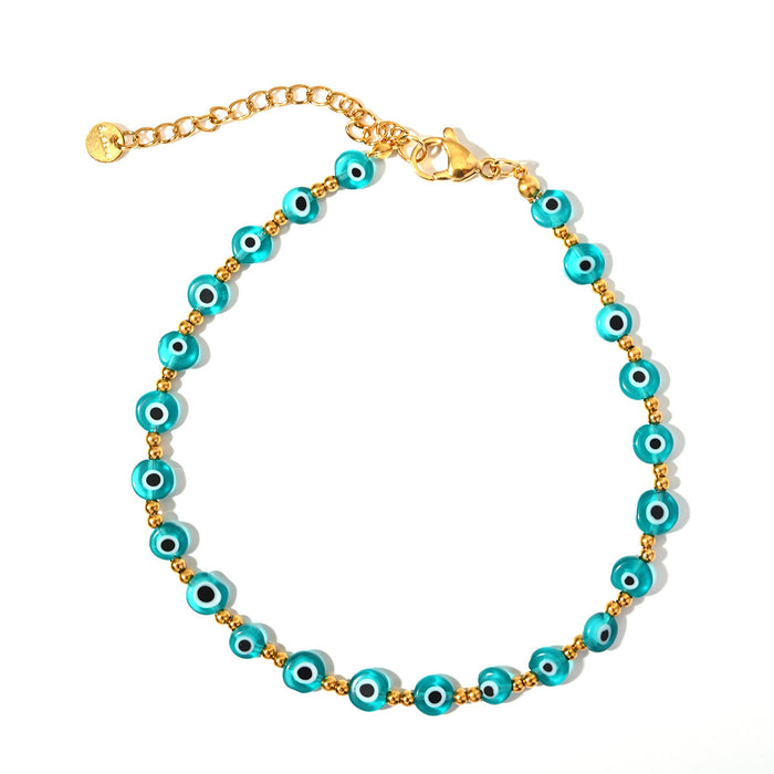 Wholesale Classic Hot Selling Devil's Eye Foot Chain Resin Flat Bead Stainless Steel Accessories Evil Eye Foot Accessories
