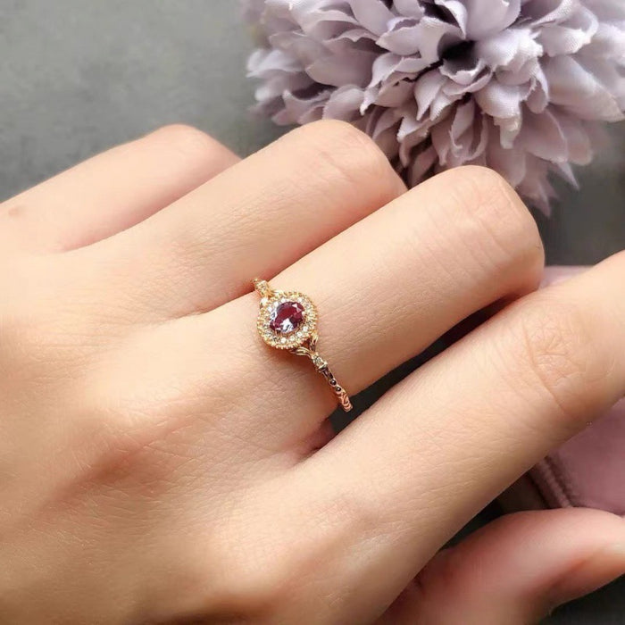 Wholesale Color changing gemstone retro ring, light luxury ring, versatile