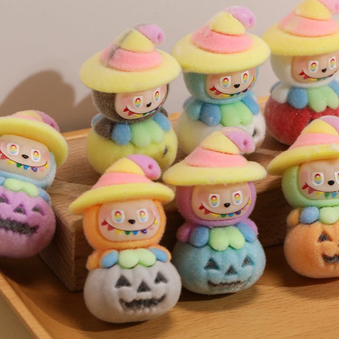 Wholesale 50pcs  flocked pumpkin rag cloth three-dimensional hanging hole loose beads mobile phone chain bracelet keychain  decoration