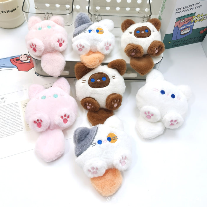 Wholesale Cartoon Squeaky Doll Pendant Cute Three-Flower Cat Doll Plush Brooch Bag Hanging Ornaments Accessories