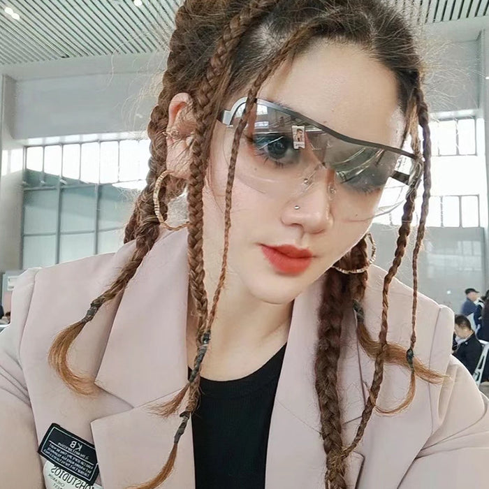 Wholesale Riding windproof sports sunglasses, integrated sunglasses, oversized frame, high-end metal goggles