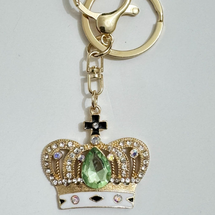 Wholesale Zinc Alloy Crown Keychain Green Water Drop Hollow Back Design Fashion Keyring For Gift And Resale