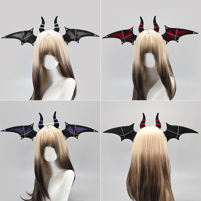 Wholesale Gothic Vampire Bat Ears Plush Headband  Cosplay Party Hair Hoop