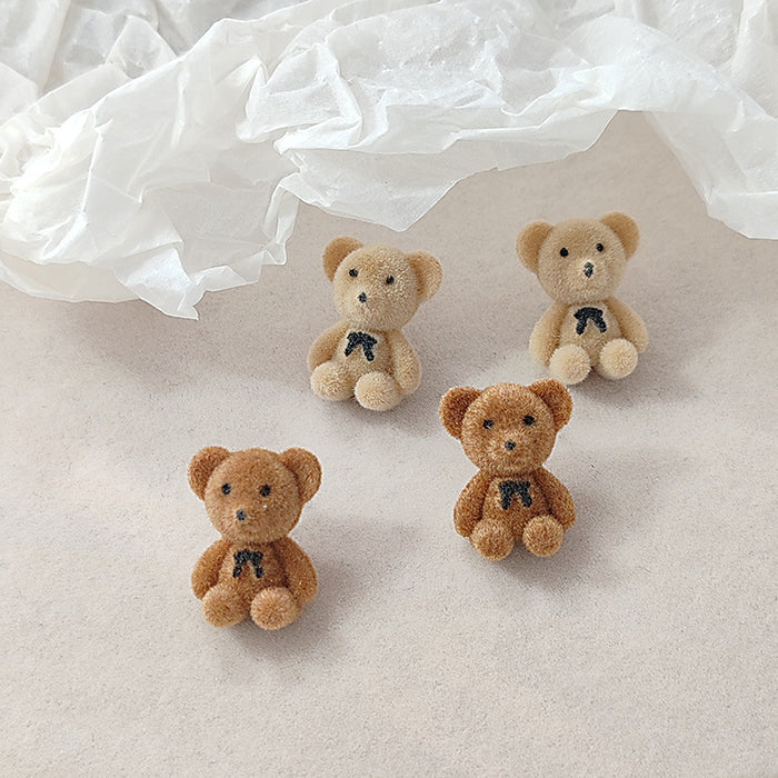 Wholesale Silver needle plush cartoon minimalist earrings, plush earrings, niche design earrings