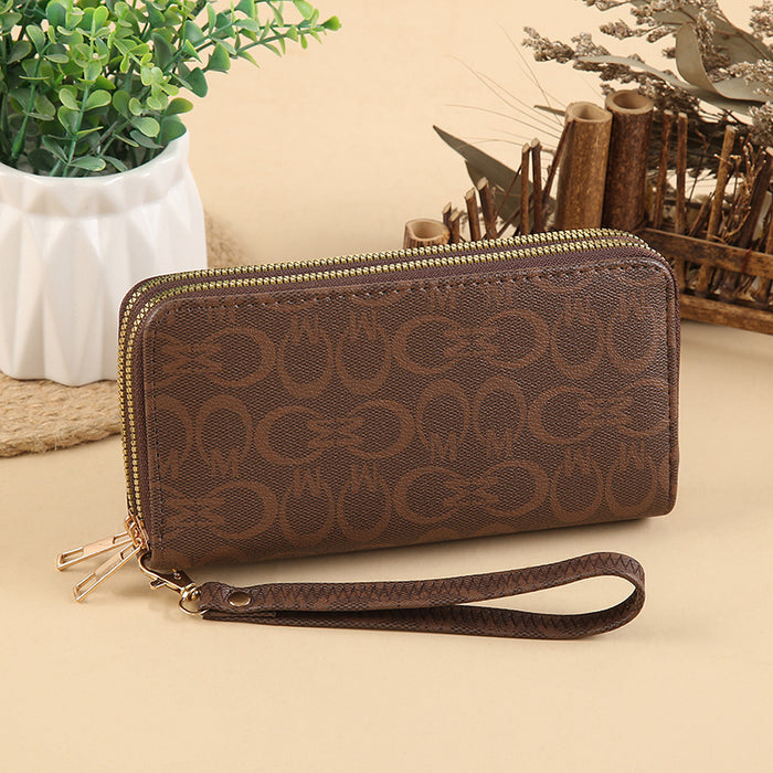 Wholesale PU Leather Clutch Wallet with Flower Pattern and Chain Decoration MOQ≥3