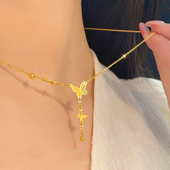 Wholesale  Titanium Steel Necklace Women's Golden Clavicle Chain