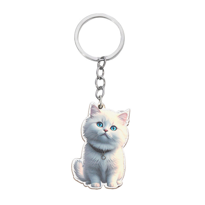 Wholesale Cute Cartoon Kitten Wooden Keychain JDC-KC-RongRui009