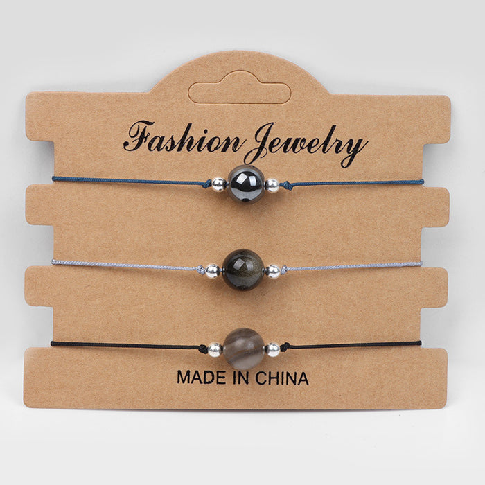 Wholesale Handmade Braided Rope Agate Stone Couple Bracelet Geometric Chic Gift For Everyday Wear Fashion Accessory