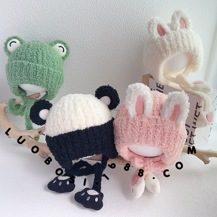 Wholesale Panda plush hat cute animal ears warm pullover hat baby wool hat children ear protection plus velvet hat