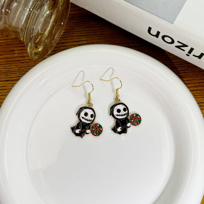 Wholesale Cartoon Design Gift Box  Earrings Female Personality  Funny Skull Earrings