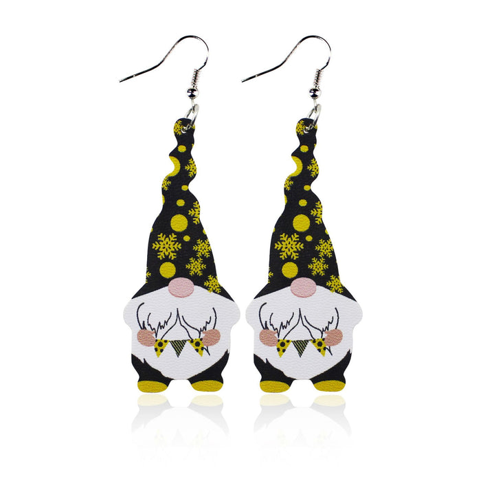 Wholesale Christmas Dwarf Leather Earrings Star Snowflake Holiday Decoration