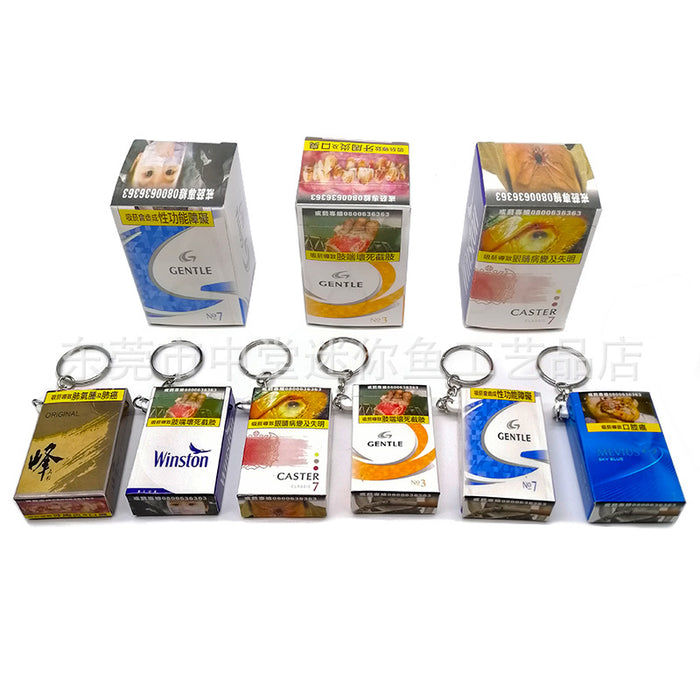 Wholesale Simulation cigarette box hanging decoration paper box keychain car keychain bag