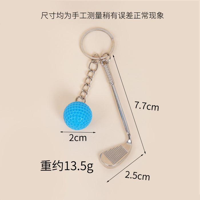 Wholesale Metal Golf Ball And Club Keychain Bag Charm Stylish Couple Gift Car Key Accessory MOQ≥2