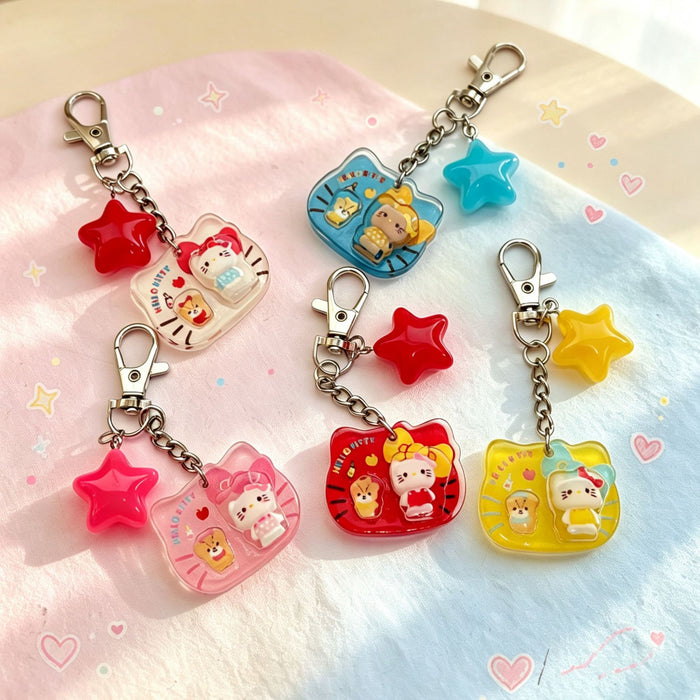 Wholesale Cute Cat Star Keychain Acrylic 3D Cartoon Pendant Bag Charm Gift