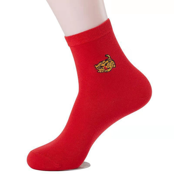 Wholesale Red Socks Men and Women Couple Red Socks Mid-tube Cotton Socks Fortune Red Socks