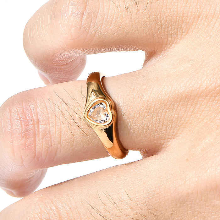 Wholesale Simple style titanium steel heart-shaped diamond ring for women,  light luxury fashion hand jewelry