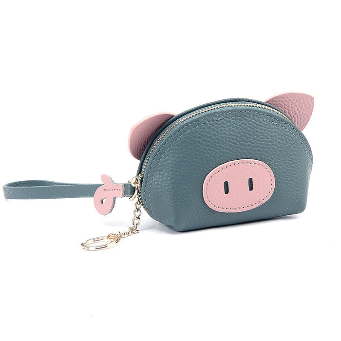 Wholesale Cute Hand Wallet Women's Cartoon Small and Exquisite Piglet Genuine Leather Zipper Coin Coin Coin Purse