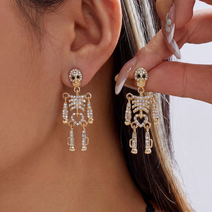 Wholesale Skeleton Skull Earrings Alloy Silver Plated Fashion Accessory