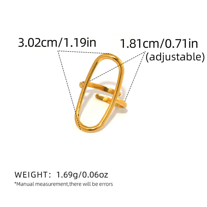 Wholesale Stainless steel jewelry with gold-plated hollow oval opening ring and simple handmade accessories wholesale