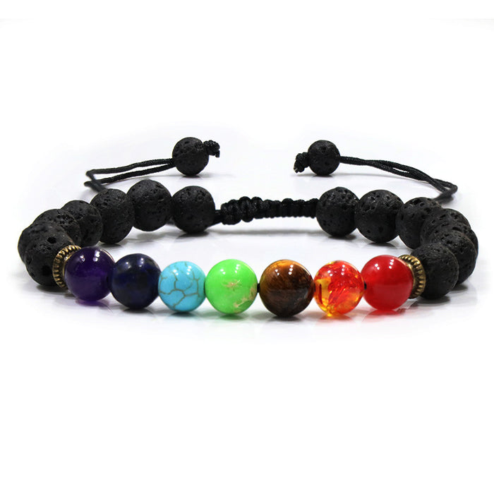 Wholesale Colorful Bracelet Volcanic Stone Tiger Eye Adjustable Bracelet JDC-BT-NHong023