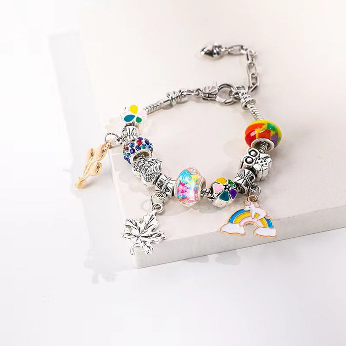 Wholesale Cartoon Large Hole Crystal Beaded Alloy Bracelet JDC-BT-JiYan001