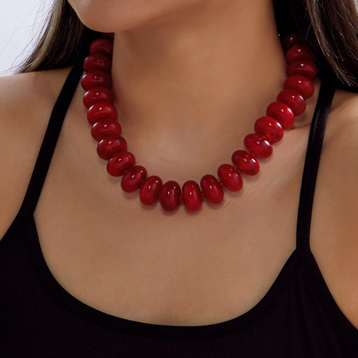 Wholesale Trendy Resin Bead Colorblock Necklace Fashion Jewelry Accessory