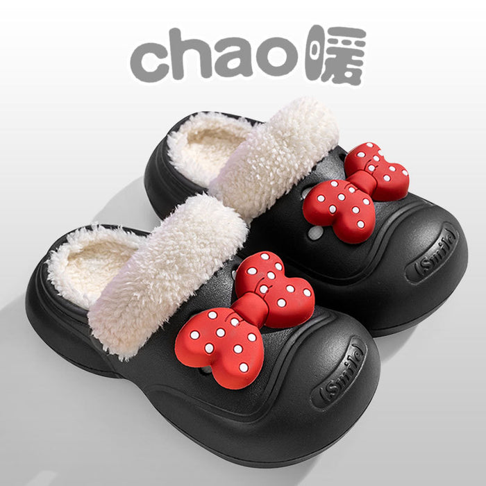 Wholesale Children' s cotton slippers winter  boys and girls home warm cotton shoes medium and big children cartoon outer wear plush shoes