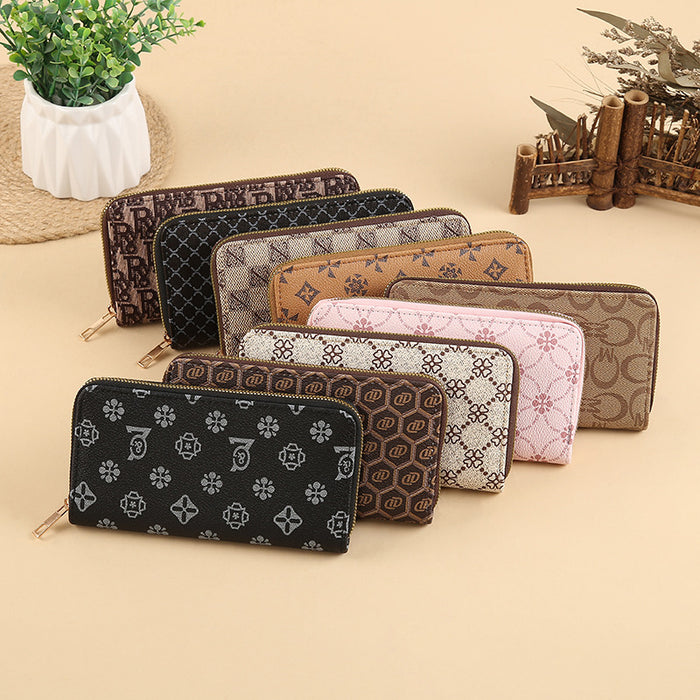 Wholesale PU Leather Long Wallet with Retro Print Design Large Capacity MOQ≥3