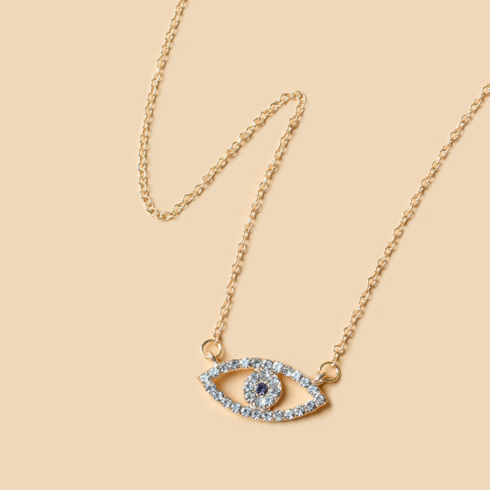Wholesale Jewelry Fashion Diamond Devil's Eye Necklace Clavicle Chain Simple Eye Pendant