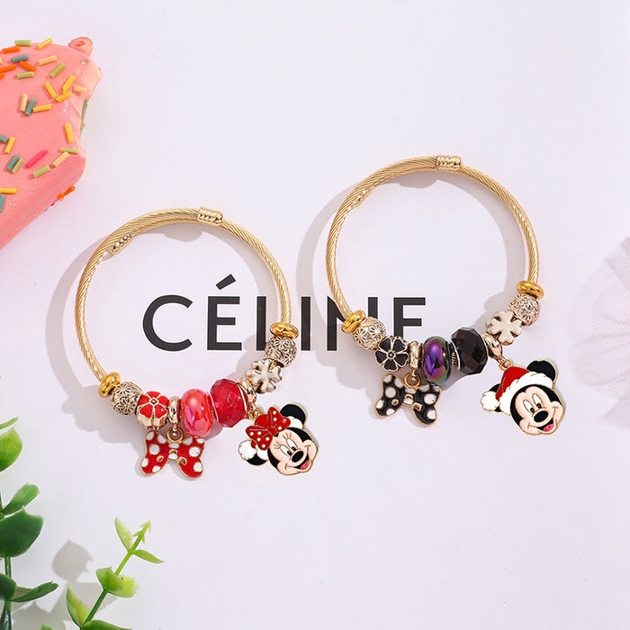 Wholesale Stainless Steel Cartoon Pendant Couple Bracelet Adjustable Open Design Boutique Resale Jewelry
