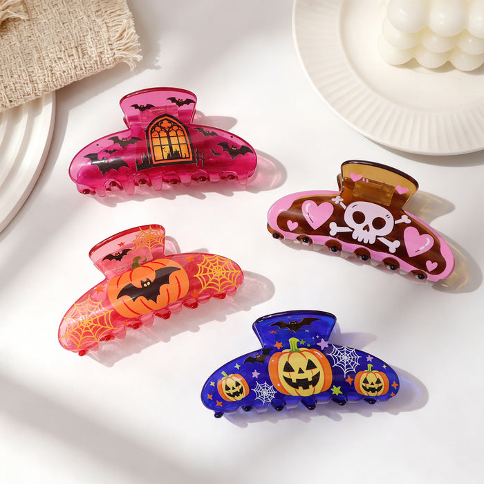 Wholesale  Transparent Claw Clip Hair Accessory For Women Pumpkin Bat Dark Style Shark Clip Boutique Resale