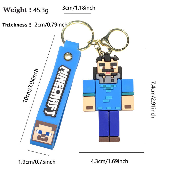Wholesale Cartoon character PVC building block figurine keychains