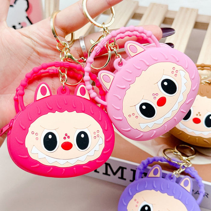 Wholesale Silicone Coin Purse Keychain Portable Round Cartoon Headset Storage Bag Decorative Small Pendant