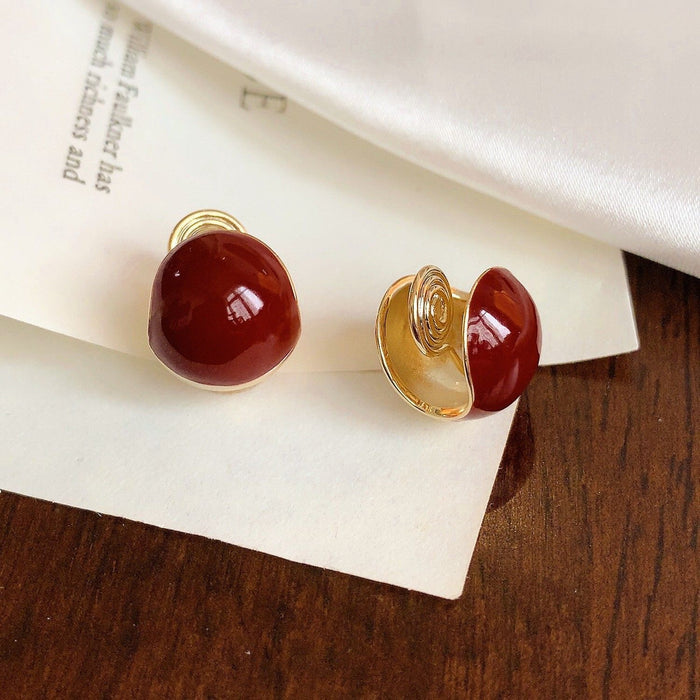 Wholesale  Wine Red Mosquito Incense Plate Ear Clip Without Ear Holes Women's Earrings Retro