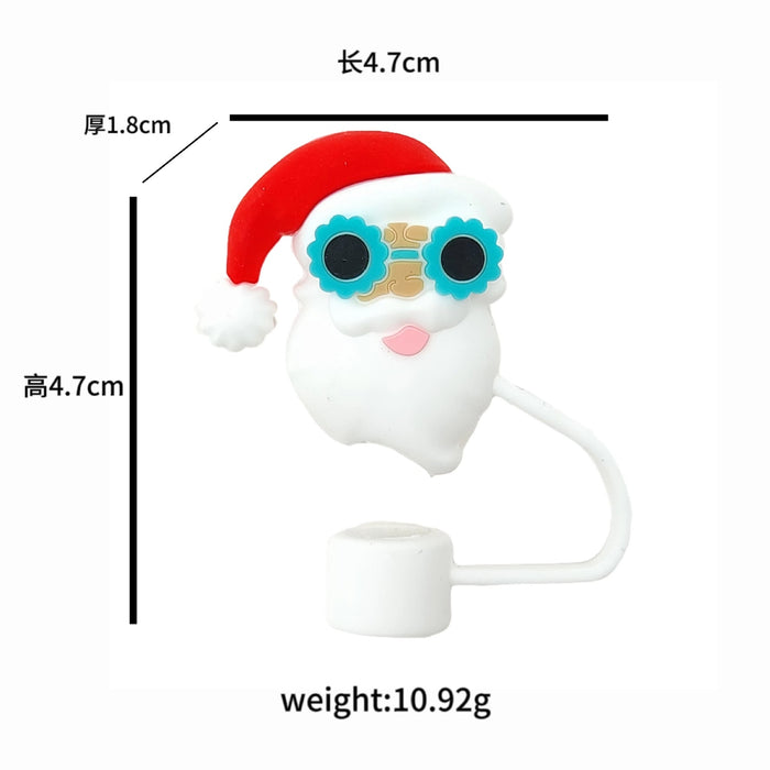 Wholesale 10pcs Straw Cover Food Grade Silicone Christmas Straw Cap  Dustproof Silicone Cover Straw Plug