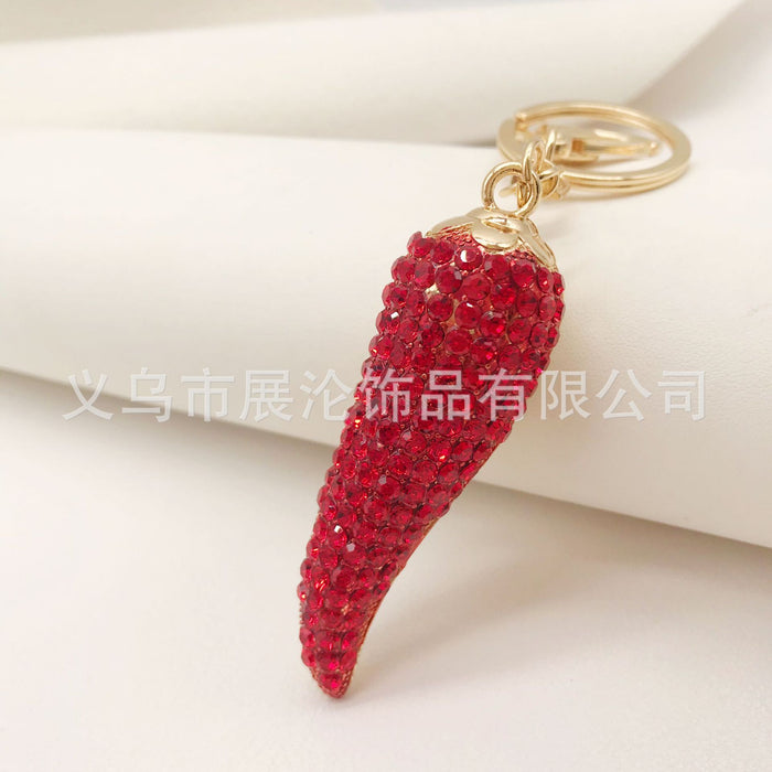 Wholesale Rhinestone Crown Oil Drop Chili Zinc Alloy Keychain JDC-KC-ZhanLun011