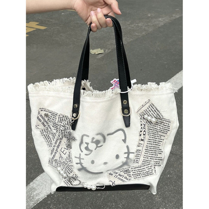 Wholesale Embroidered canvas shoulder bag tote bag casual niche cute crossbody bag