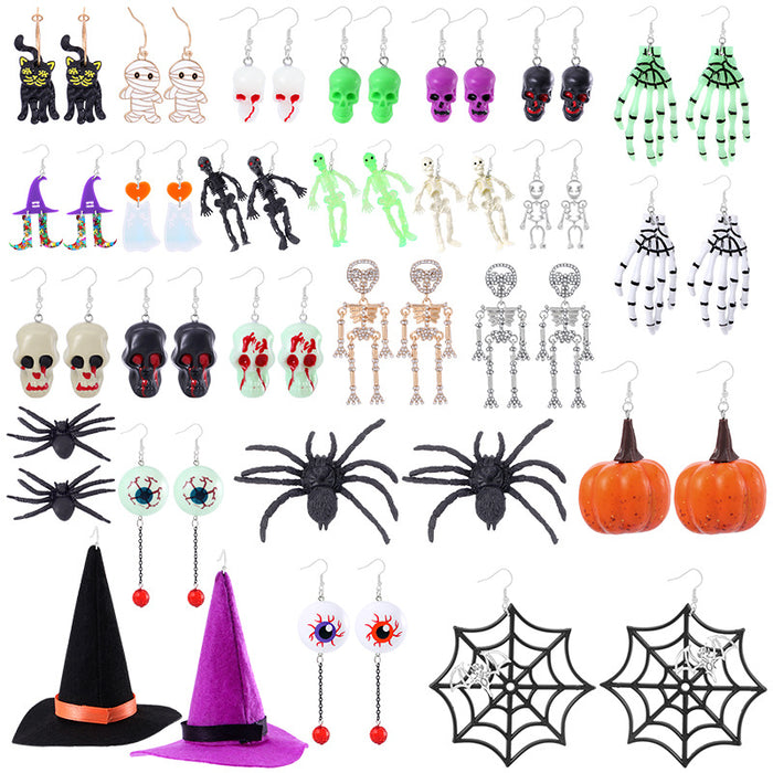 Wholesale 5pcs Halloween Series Skull Pumpkin Zinc Alloy Earrings JDC-ES-BinL009