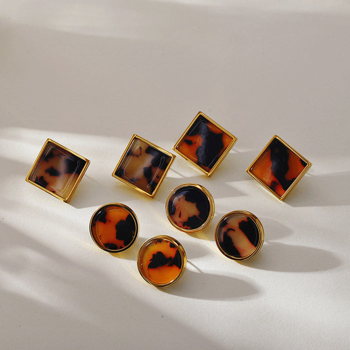 Wholesale  geometric leopard stainless steel earrings