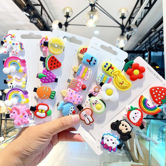 Wholesale Soft Clay Duckbill Hair Clips Mermaid Princess Unicorn Set for Baby Kids Hair Accessory