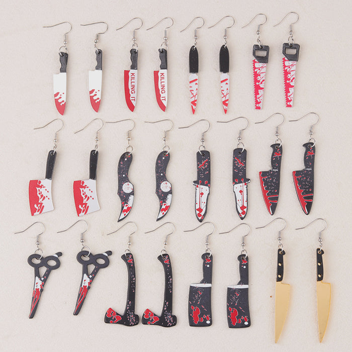 Wholesale  Acrylic Earrings Horror with Blood Mirror Dagger Chopper Axe Earrings Ear Accessories