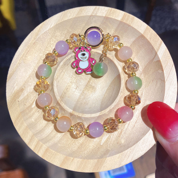 Wholesale Children' s Crystal Beaded Double Color Glaze Bracelet