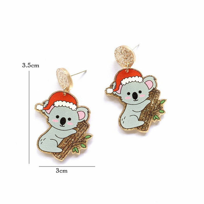 Wholesale Christmas Tree Rainbow Koala Dinosaur Cactus Gingerbread Man Acrylic Earrings JDC-ES-Qiany006