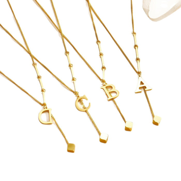 Wholesale Stainless Steel Necklace with Long  Block-Letter Tassel Pendant